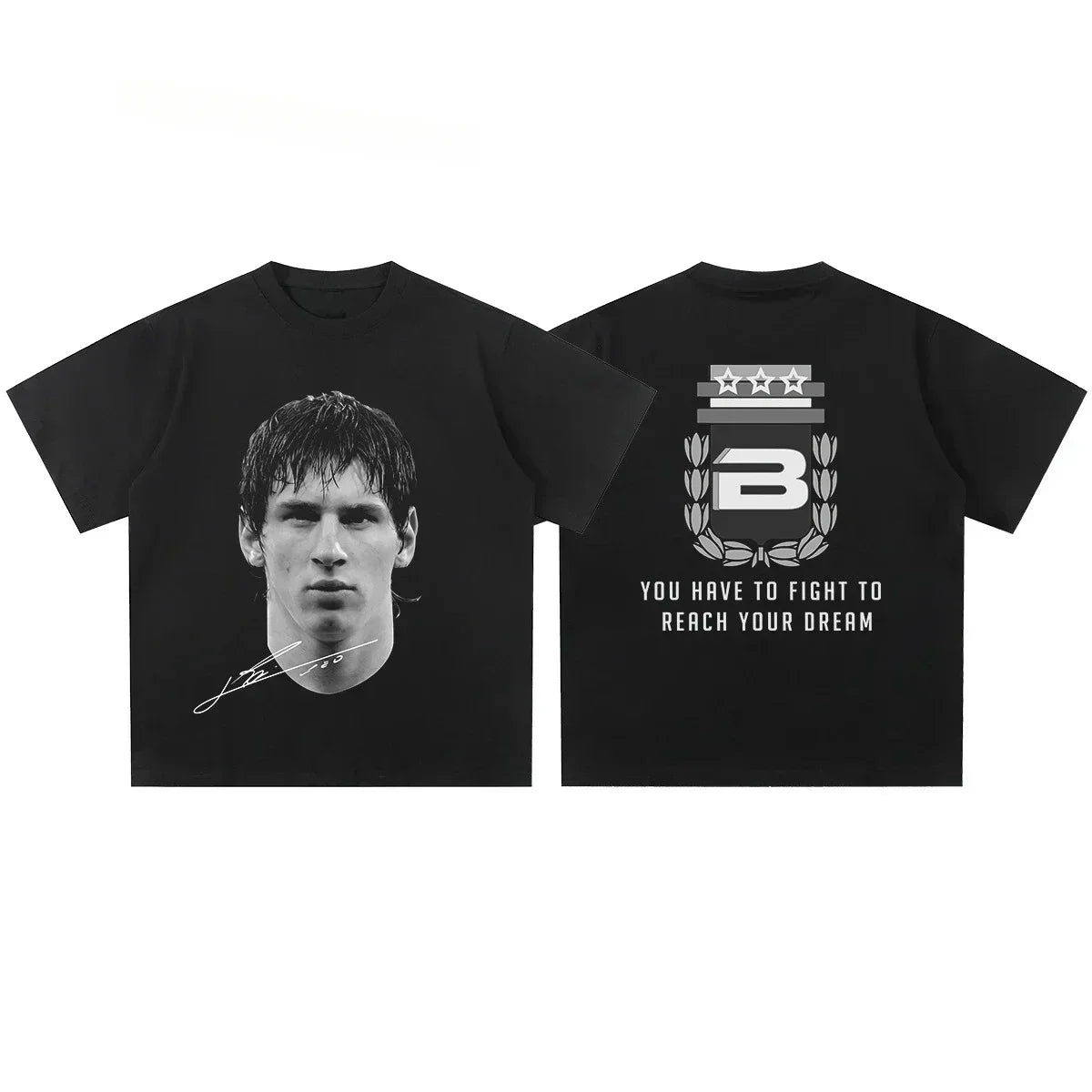 Cristiano Ronaldo Neymar Lionel Messi Football Superstar Portrait Printed Tee Men Women Loose Casual Short Sleeve Tshirt