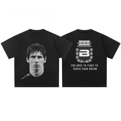 Cristiano Ronaldo Neymar Lionel Messi Football Superstar Portrait Printed Tee Men Women Loose Casual Short Sleeve Tshirt