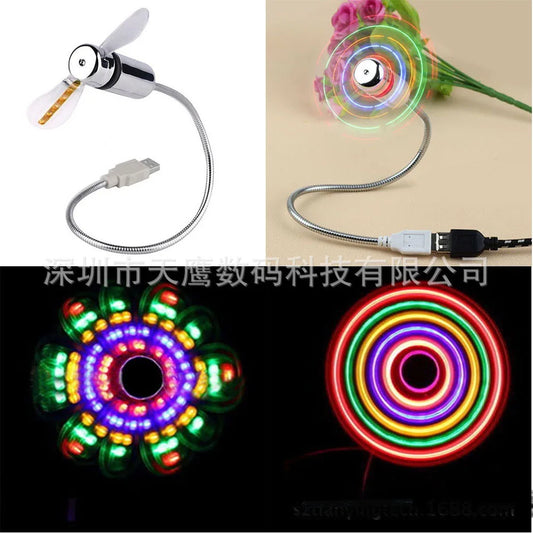 USB Clock Fan with Real Time Clock & Temperature Display Function Christmas Gift Night Light USB Gadgets for Laptop PC