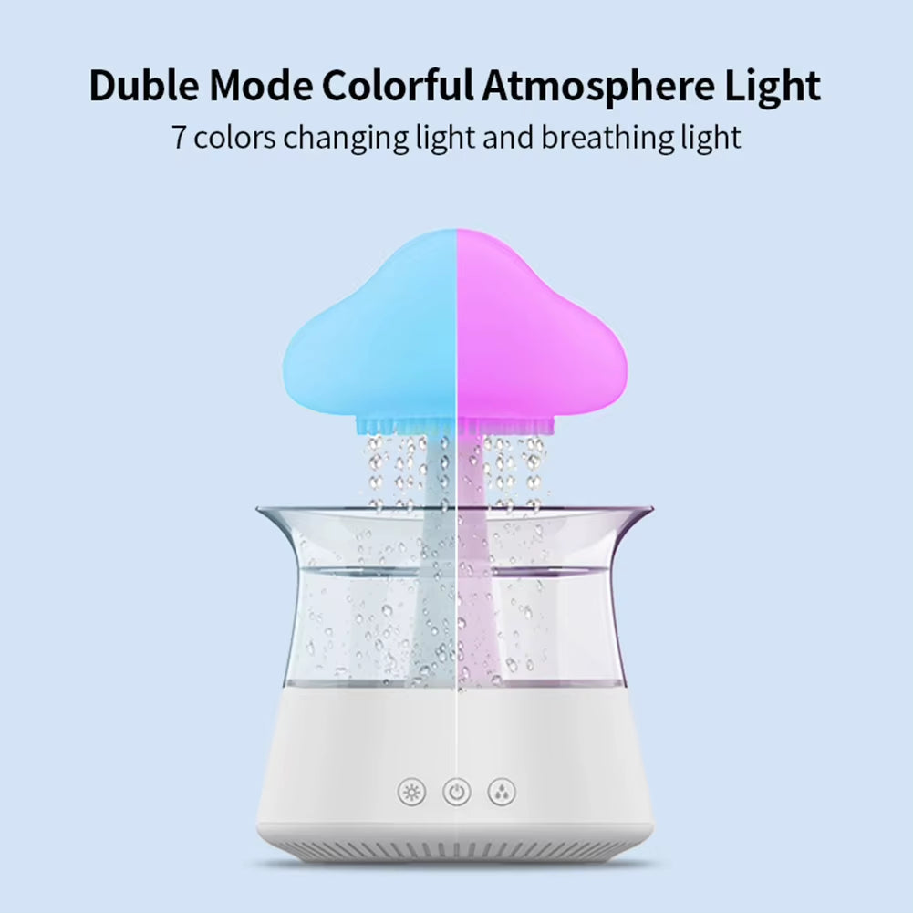 300Ml/450Ml Mushroom Air Humidifier Aroma Diffuser Rain Cloud Humidifier Relax Water Drops Sounds with 7 Colors LED Night Light
