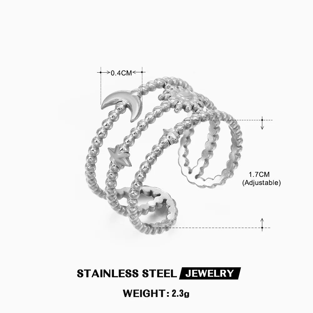 Gold Color Stainless Steel Heart Ring Women Metal Finger Hollow Ring Waterproof Jewelry Girlfriend Gift Bijoux Femme Anillos