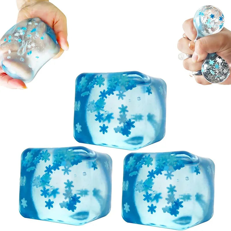 Snowflakes Ice Cube Anti-Stress Squishy Toys Slow Rebound Stress Relief Ball Decompression Fidget Toy for Adults Birthday Gifts