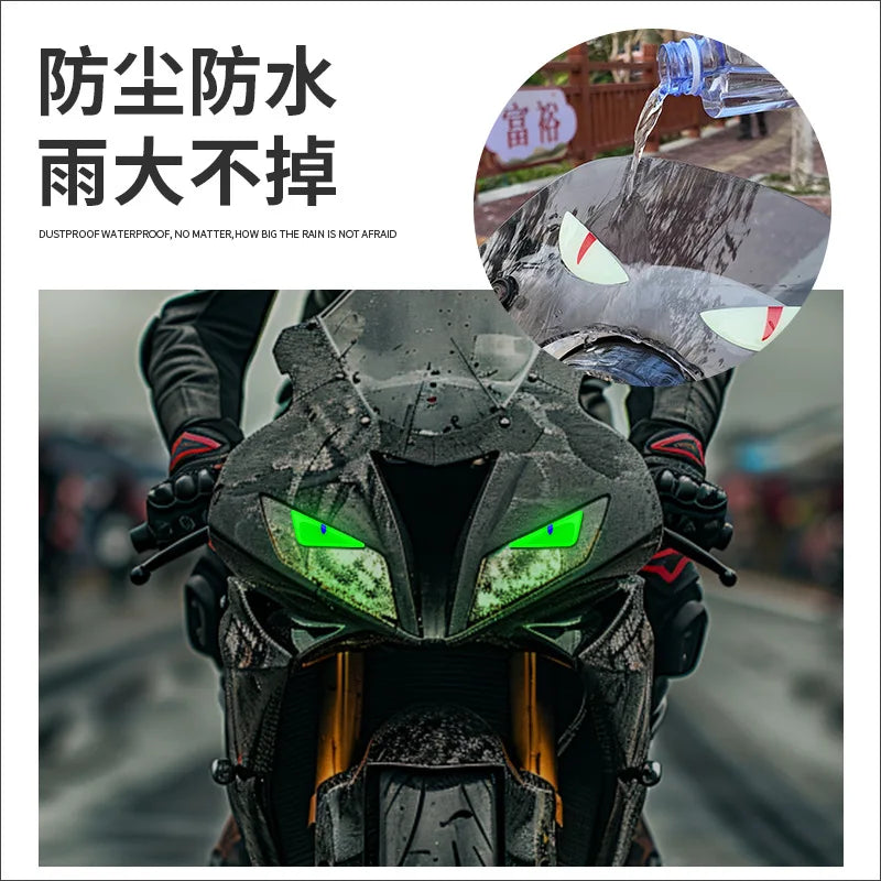 3D Luminous Vinyl Motorcycle Reflective Sticker Cute Eyes Scooter Windshield Decal Accessories for BMW Honda Yamaha Suzuki Vespa