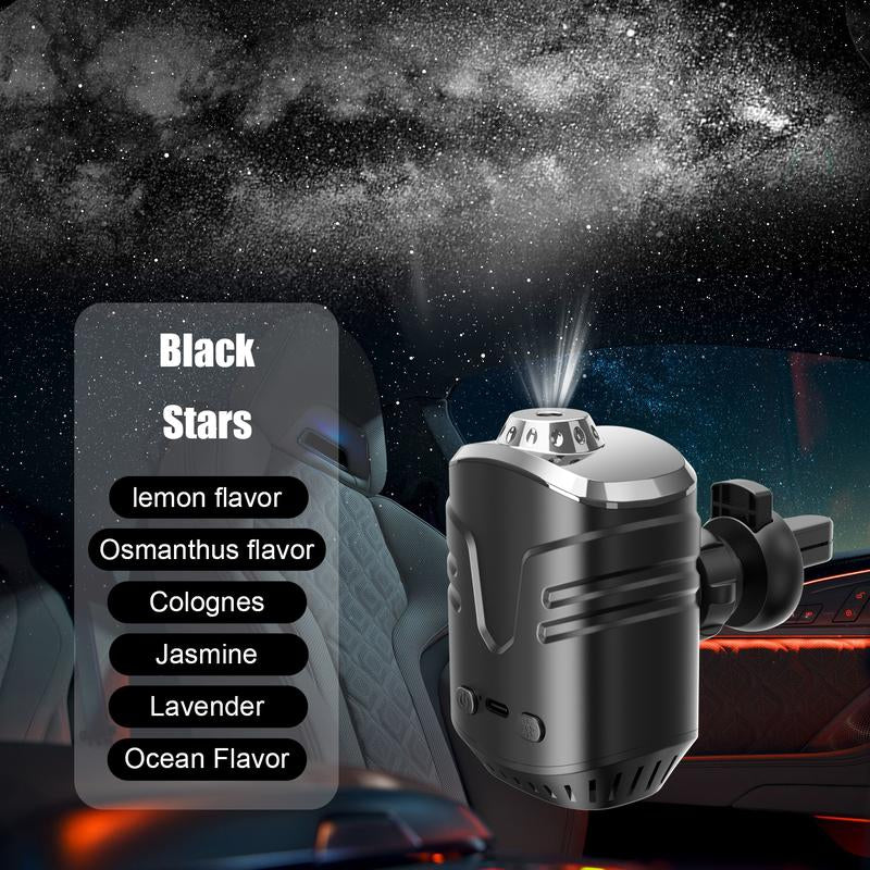Starry Sky Car Projector with Air Freshener, 6 Fragrance Options, Auto On/Off Vent Clip Decorative Light with Diffuser, USB Charging LED Car Accessory, 5V, Rechargeable Lithium Polymer Battery, for Motor Vehicles Automotive