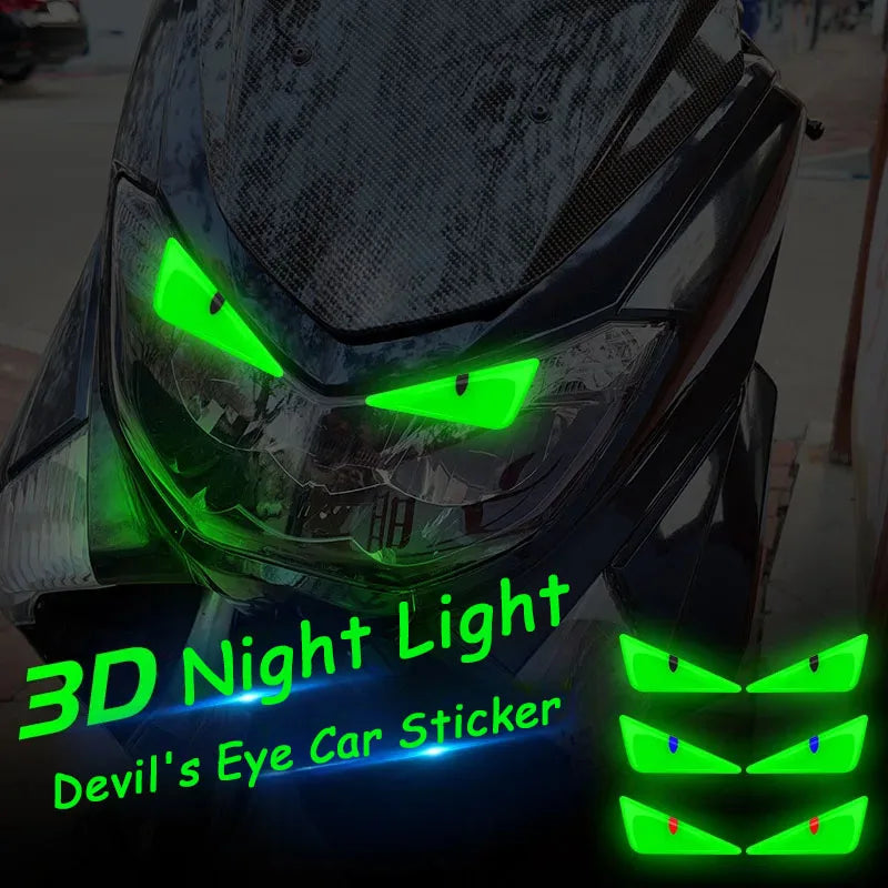 3D Luminous Vinyl Motorcycle Reflective Sticker Cute Eyes Scooter Windshield Decal Accessories for BMW Honda Yamaha Suzuki Vespa