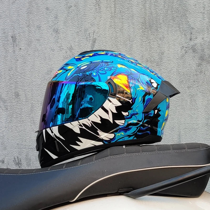 Motorcycle Helmet Cascos Para Motos with Built-In Sunshade Lens, Fully Covered Racing Helmet Casque Arai Repeat ODT