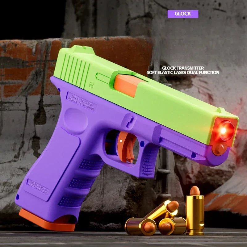 Dual-Mode Airsoft Soft Bullet Toy Gun Automatic Shell Ejection G17 Pistol Laser Version Radish Gun CS Shooting Weapons for Kids
